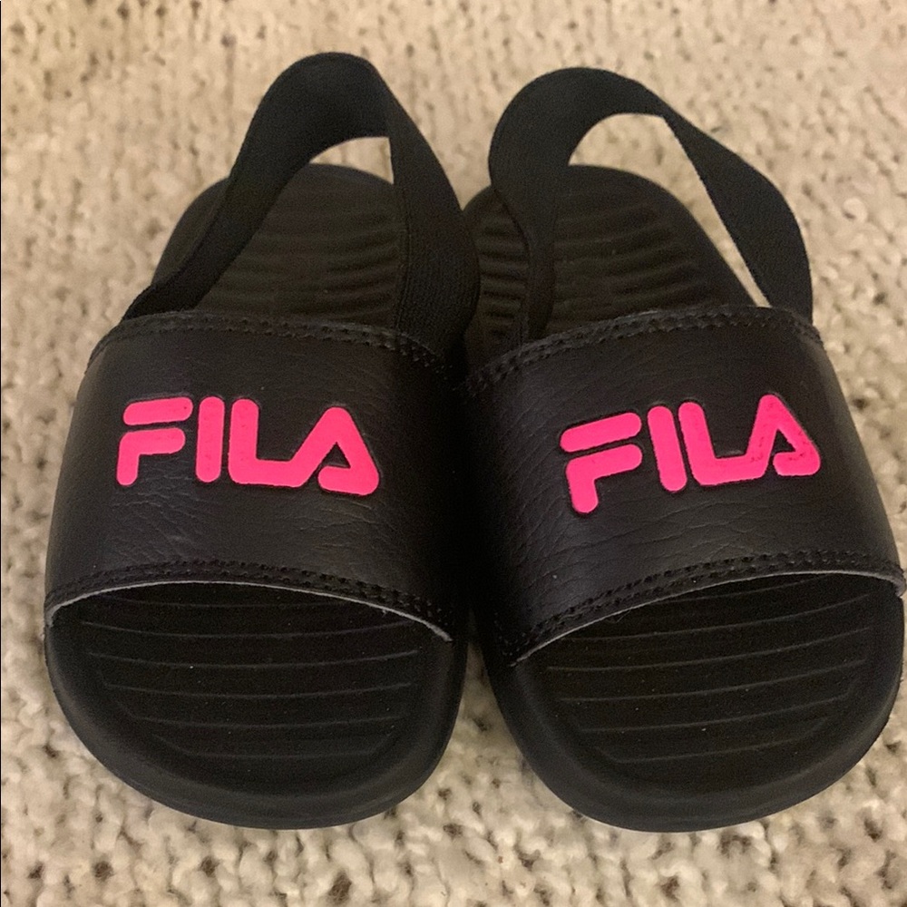 Fila Kids Black and Pink Sandals